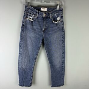 AGOLDE Toni Straight Ankle Jeans Women's Size 25 Distressed Raw Hem Medium Wash
